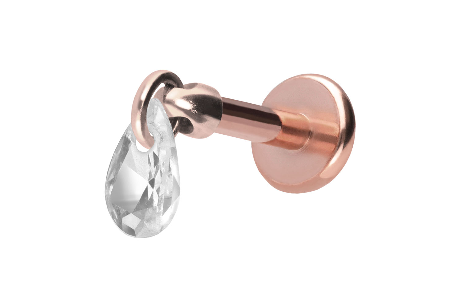 Titan Labret Piercing mit Push Fit KRISTALLTROPFEN